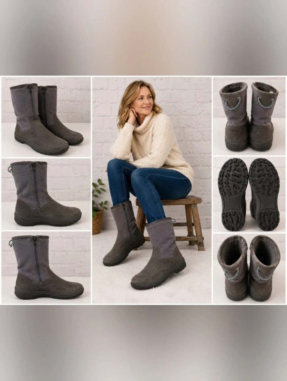l.l.bean 05455 women's 9.5m suede fleece lined winter boots